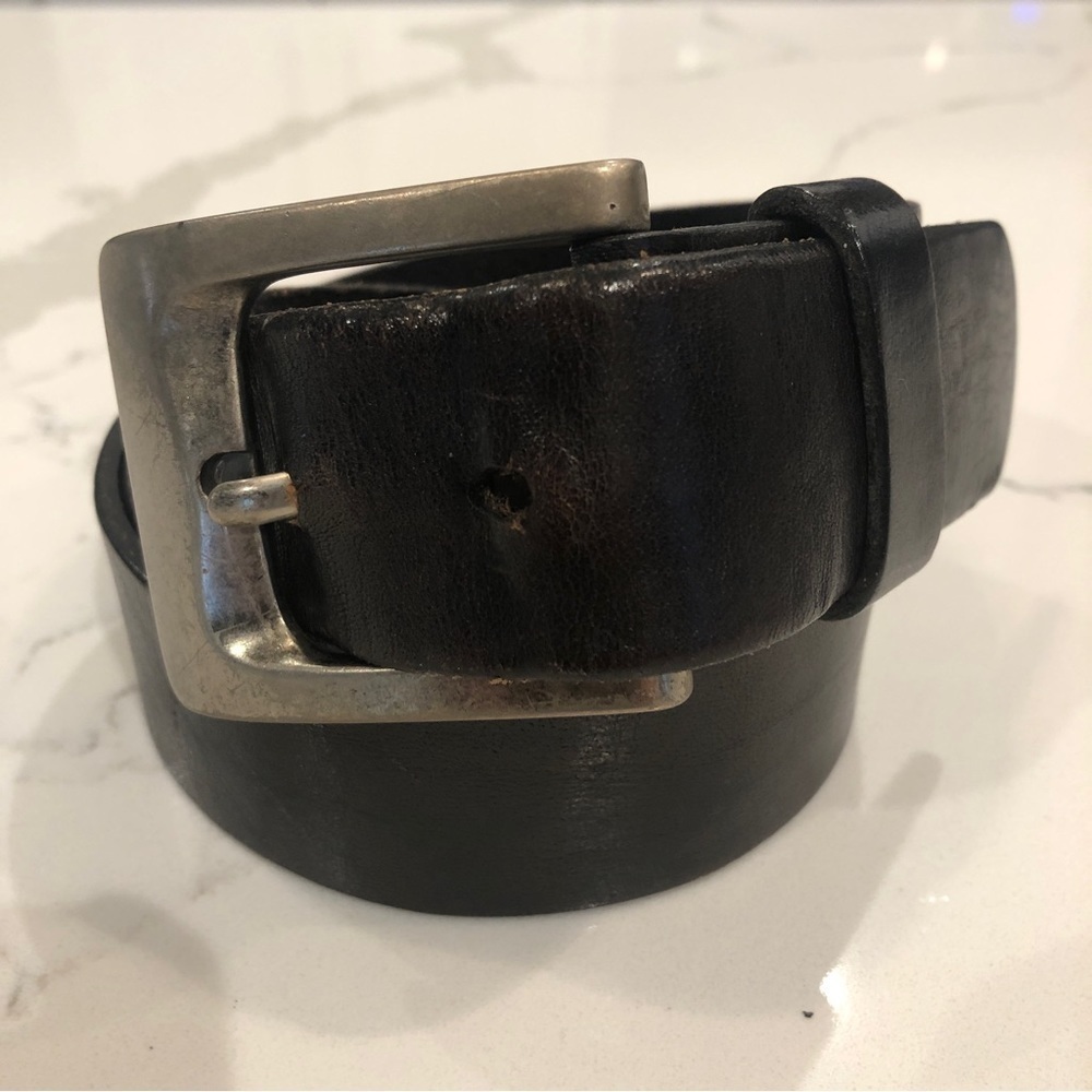 Fossil Vintage Dark Brown Genuine Cowhide Leather Belt Jeans Work Silver Buckle